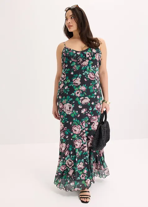 Robe &agrave; bretelles en mesh doux, bonprix