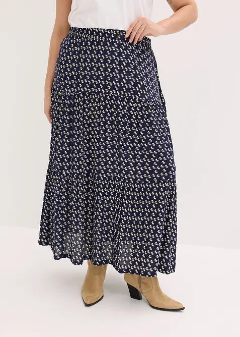 Jupe longue &eacute;tag&eacute;e en viscose textur&eacute;e, bonprix