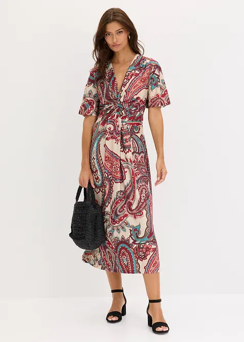 Robe midi pr&egrave;s du corps, style portefeuille, bonprix