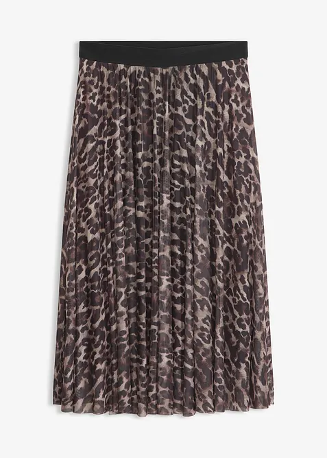 Jupe midi &eacute;vas&eacute;e en mesh, bonprix