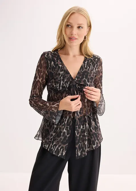 Blouse T-shirt en mesh pr&egrave;s du corps, bonprix