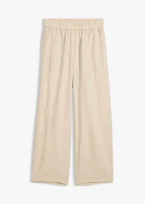 Pantalon barrel l&eacute;ger en lin m&eacute;lang&eacute;, bonprix