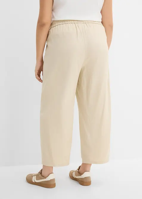 Pantalon barrel l&eacute;ger en lin m&eacute;lang&eacute;, bonprix