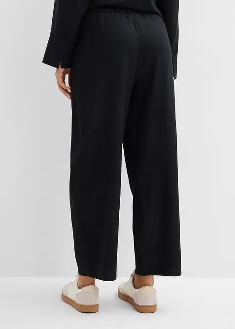 Pantalon barrel l&eacute;ger en lin m&eacute;lang&eacute;, bonprix