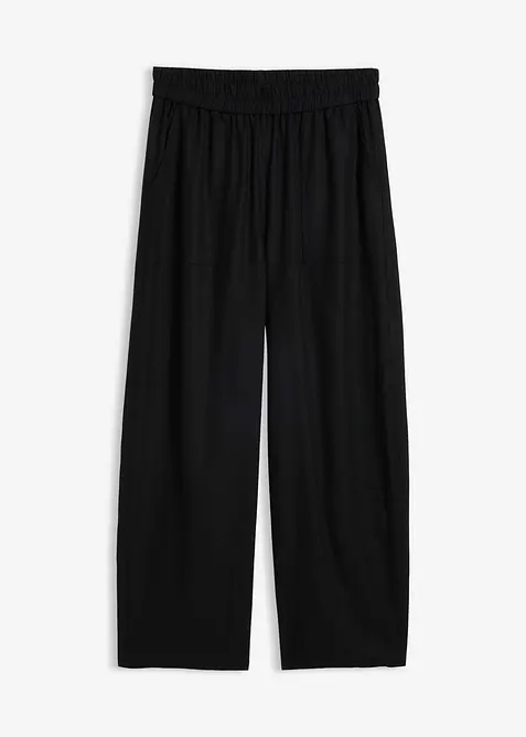 Pantalon barrel l&eacute;ger en lin m&eacute;lang&eacute;, bonprix