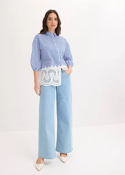 Chemisier oversize &agrave; broderie anglaise, bonprix