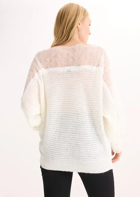 Pull &eacute;paules nues avec dentelle, bonprix