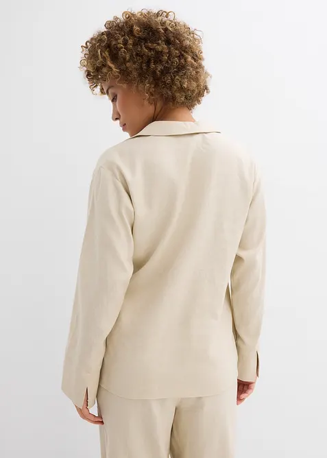 Chemisier cache-c&oelig;ur en lin m&eacute;lang&eacute;, bonprix