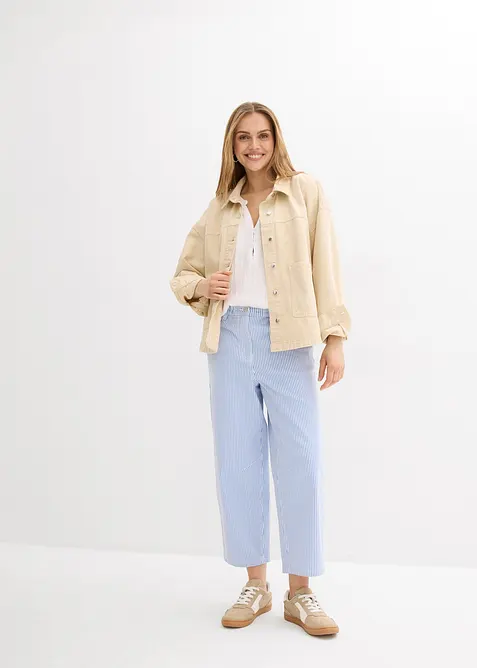 Pantalon barrel &agrave; taille haute et &eacute;lastiqu&eacute;e, bonprix