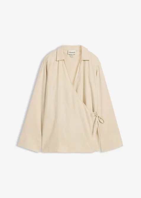 Chemisier cache-c&oelig;ur en lin m&eacute;lang&eacute;, bonprix