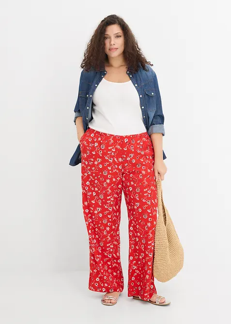 Pantalon en viscose fluide, taille &eacute;lastiqu&eacute;e, bonprix