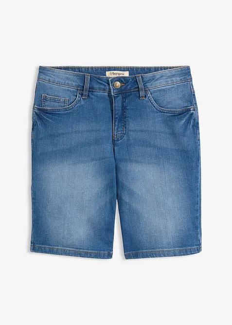 Bermuda en jean stretch avec revers color&eacute;, bonprix