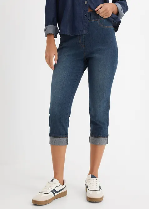 Jean slim, taille mi-haute, coton, bonprix