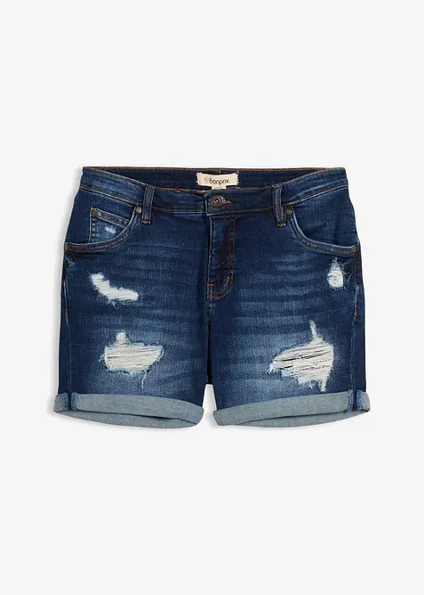 Short en jean taille mi-haute &agrave; effets d&eacute;chir&eacute;s, bonprix
