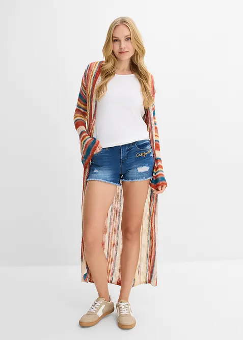 Short en jean &agrave; broderie, bonprix