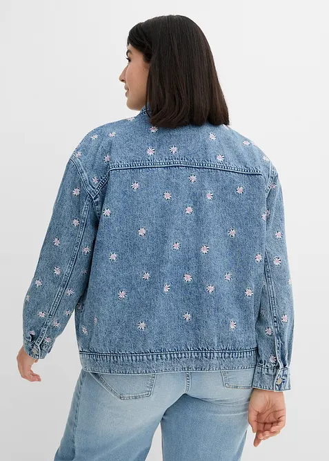 Veste en jean avec fleurs brod&eacute;es, bonprix