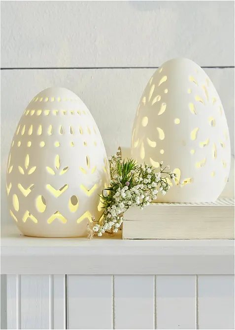Objet d&eacute;co LED &oelig;uf de P&acirc;ques avec perforations (Ens. 2 pces.), bonprix
