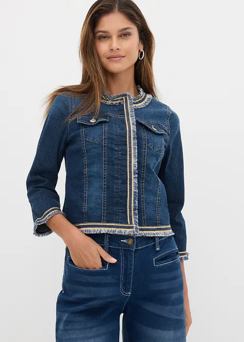 Veste en jean &agrave; franges, bonprix