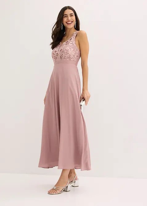 Robe longue brod&eacute;e de sequins, bonprix