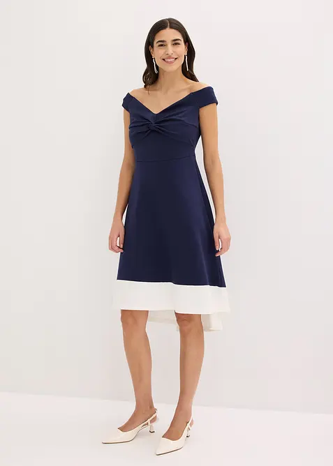 Robe &agrave; col Bardot et d&eacute;tail n&oelig;ud, bonprix