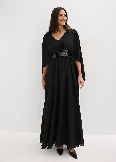 Robe de soir&eacute;e en mousseline avec empi&egrave;cement &agrave; sequins, bonprix