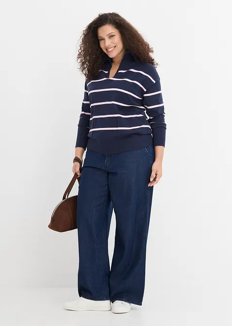 Pull polo en fine maille, bonprix