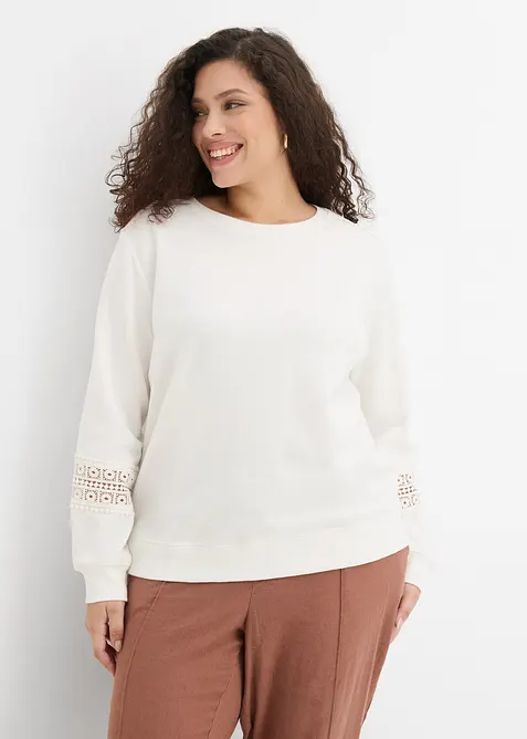 Sweat avec d&eacute;tails crochet, bonprix