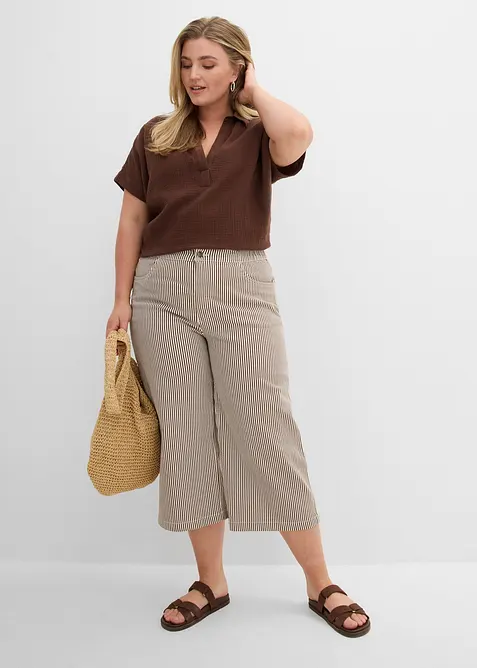 Pantalon en twill &agrave; taille &eacute;lastiqu&eacute;e, bonprix