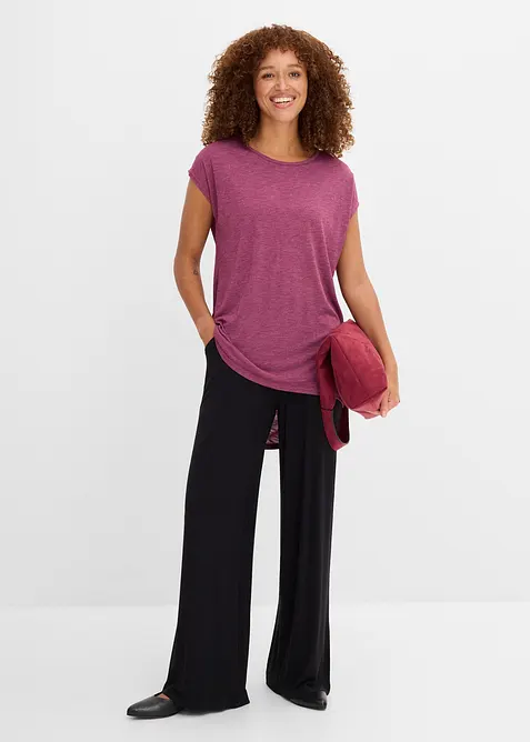 T-shirt long en viscose m&eacute;lang&eacute;e, bonprix