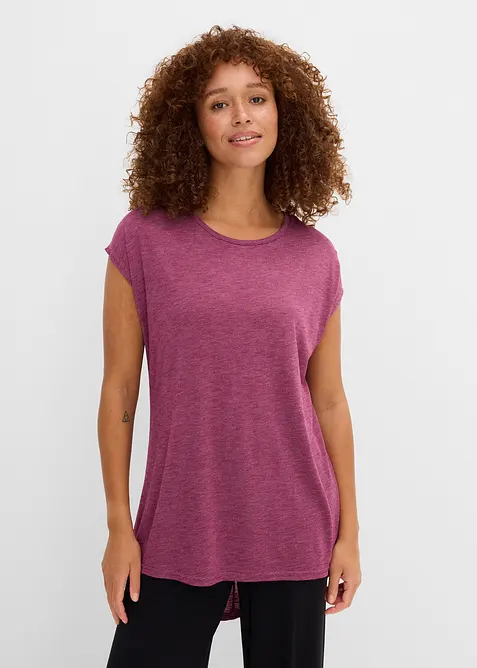 T-shirt long en viscose m&eacute;lang&eacute;e, bonprix