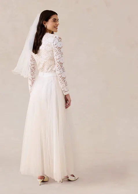 Jupe longue en tulle d&eacute;licat, bonprix