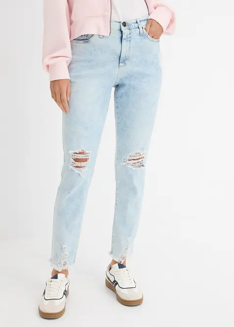 Jean Mom taille haute avec effets destroy, bonprix