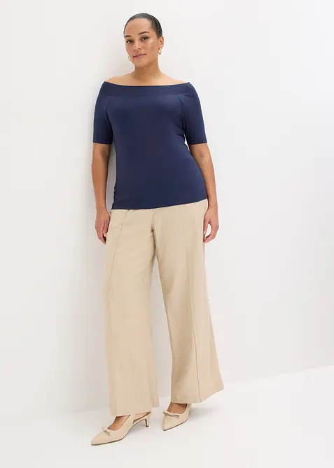 T-shirt encolure Bardot en viscose extensible, bonprix