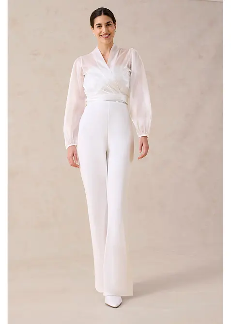 Combinaison en cr&ecirc;pe textur&eacute; avec perles brod&eacute;es, bonprix