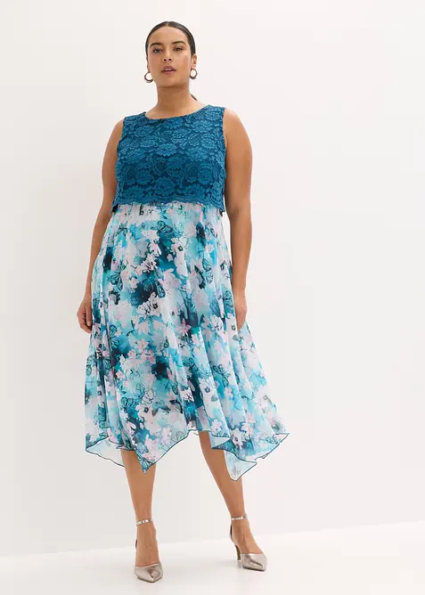 Robe en mousseline avec dentelle, bonprix