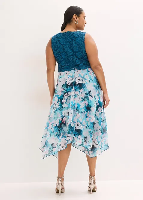 Robe en mousseline avec dentelle, bonprix