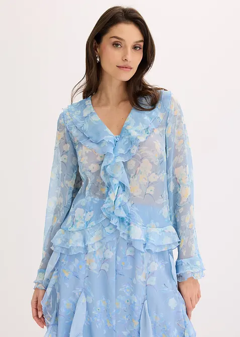 Chemisier en mousseline &agrave; volants, bonprix