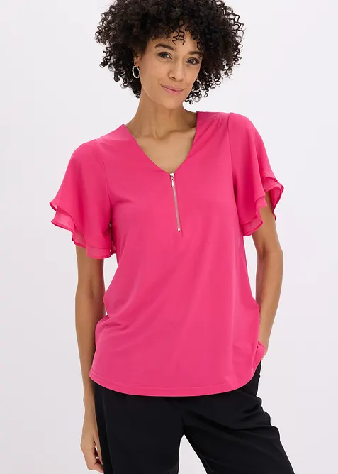 T-shirt avec manches en mousseline, bonprix