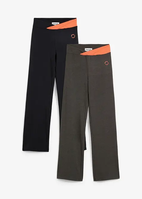 Lot de 2 pantalons de sport, bootcut, bonprix