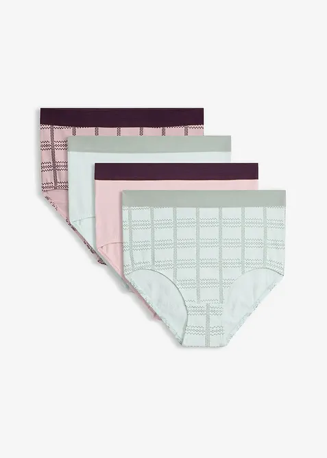 Lot de 4 slips taille haute coton, bonprix