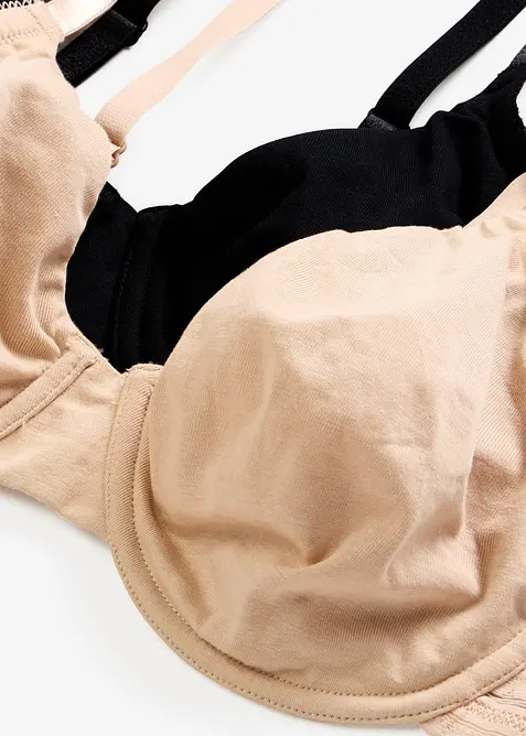 Lot de 2 soutiens-gorge moul&eacute;s coton non rembourr&eacute;s avec armatures, bonprix