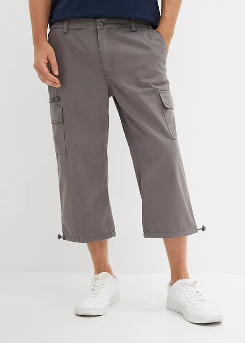 Pantalon 3/4 100% coton, taille &eacute;lastiqu&eacute;e et poches cargo, bonprix