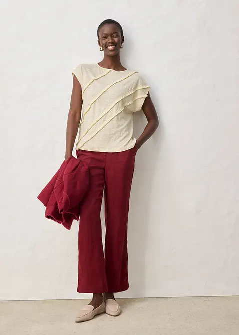 T-shirt 100% lin avec application, bonprix