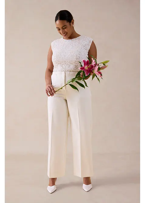 Pantalon large &agrave; pinces, bonprix