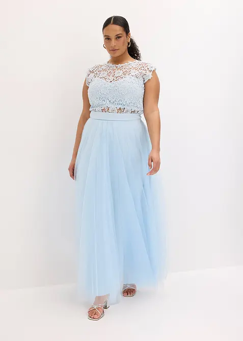 Jupe longue en tulle d&eacute;licat, bonprix