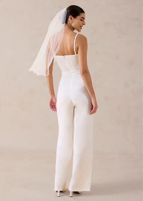 Combinaison en cr&ecirc;pe textur&eacute; avec perles brod&eacute;es, bonprix