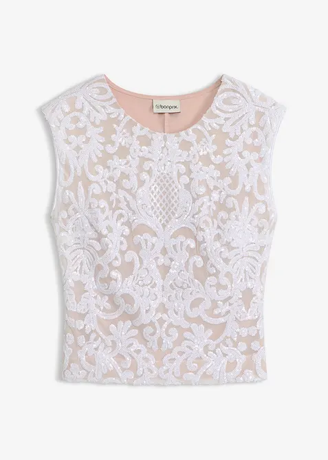 Top &agrave; dentelle brod&eacute; de sequins, bonprix