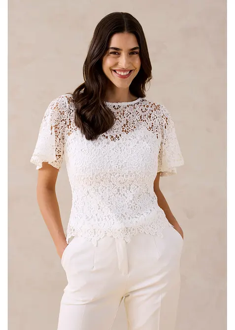 T-shirt &agrave; dentelle, bonprix