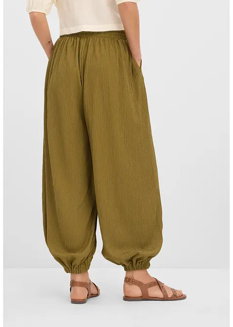 Pantalon sarouel en cr&ecirc;pe textur&eacute;, bonprix