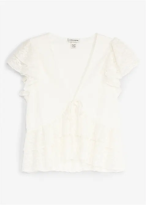 T-shirt court en dentelle, bonprix